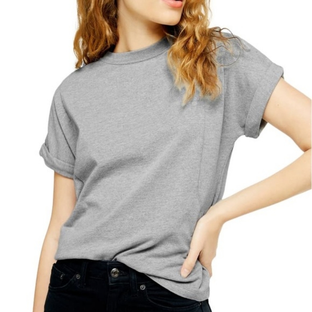 Topshop Grey Rolled Cuff Tshirt 🆕️🎊